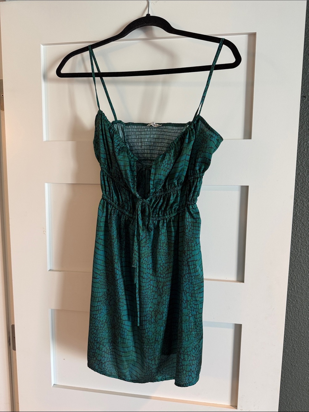 Free People Green Printed Spaghetti-Strap Summer Dress